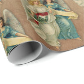 Christmas Angels - Antique Victorian Parchment Geschenkpapier (Rolleneckpunkt)