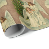 Christmas Angels Antique Victorian Parchment Tree Geschenkpapier (Rolleneckpunkt)