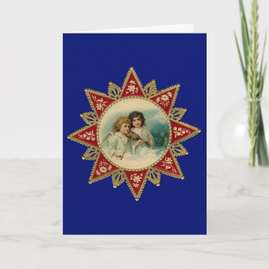 Christmas Angels Caroling - Vintage Fine Art Card Feiertagskarte (Vorderseite)