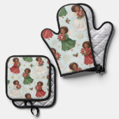 Christmas Angels Ofenhandschuh & Topflappen-Set (Vorderseite/Rückseite)