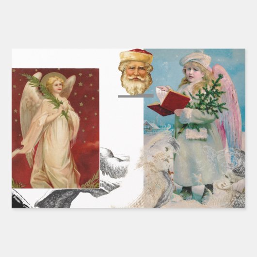 CHRISTMAS ANGELS Wrapping Paper Sheet Set 3 Geschenkpapier Set (Vorderseite 3)