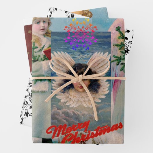 CHRISTMAS ANGELS Wrapping Paper Sheet Set 3 Geschenkpapier Set (Beispiel)