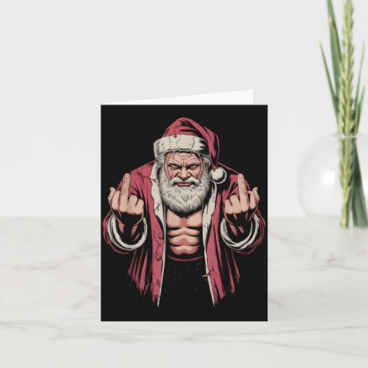 Christmas Angry Santa Middle Finger Sarcastic Xmas Karte (Vorderseite)