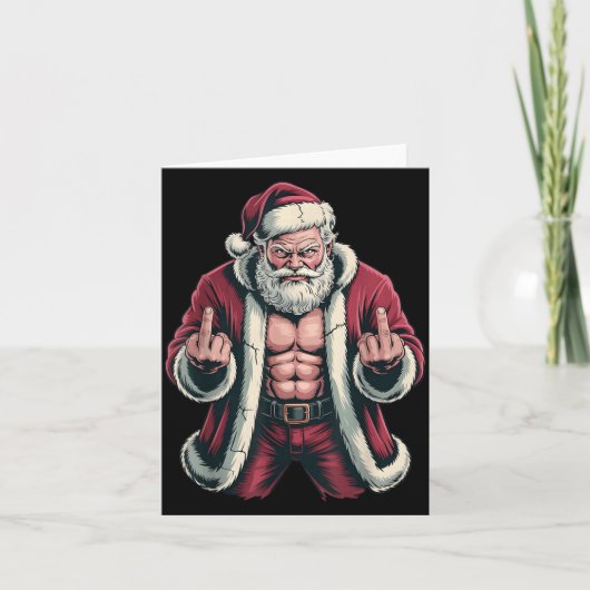 Christmas Angry Santa Middle Finger Sarcastic Xmas Karte (Vorderseite)