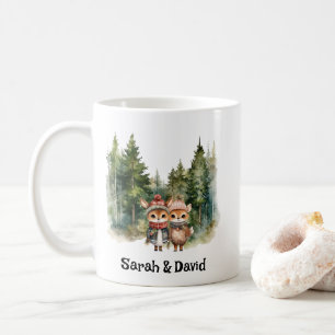Christmas Animal Couple Neu-Schwarz-weiße Kunst Kaffeetasse