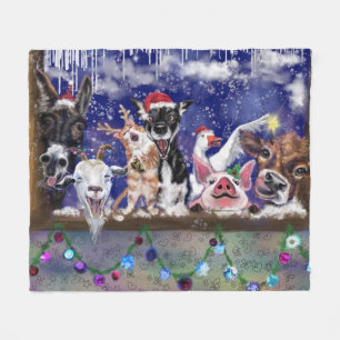 Christmas Animal Party Funny Fleece Blanket