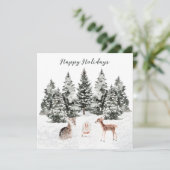 Christmas Animals Pine Forest Karte (Stehend Vorderseite)