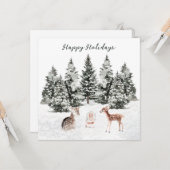 Christmas Animals Pine Forest Karte (Vorderseite/Rückseite Beispiel)