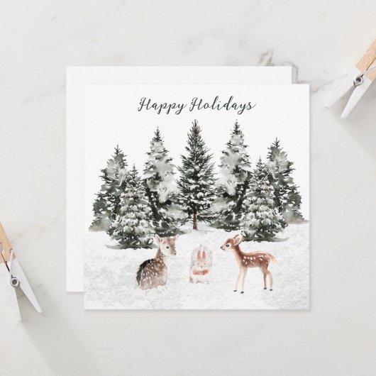 Christmas Animals Pine Forest Karte (Vorderseite/Rückseite Beispiel)