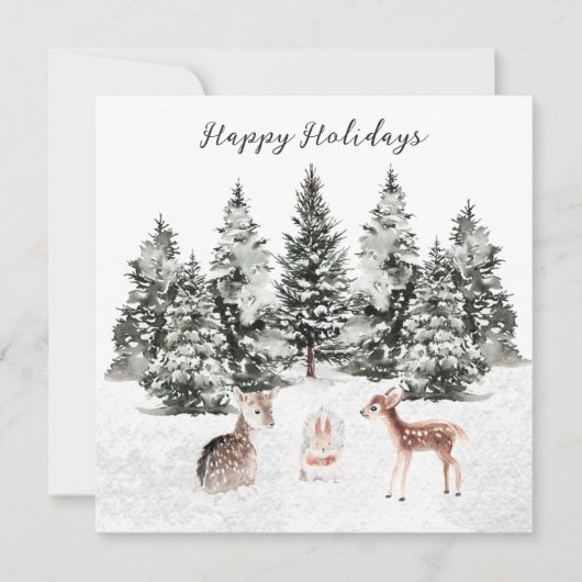 Christmas Animals Pine Forest Karte (Vorderseite)