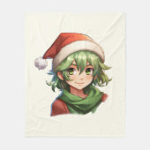 Christmas Anime Elf Portrait Fleecedecke (Vorderseite)
