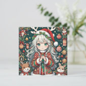 Christmas Anime Feiertagskarte (Stehend Vorderseite)