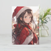 Christmas Anime Girl Feiertagskarte (Stehend Vorderseite)