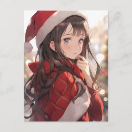 Christmas Anime Girl Feiertagspostkarte