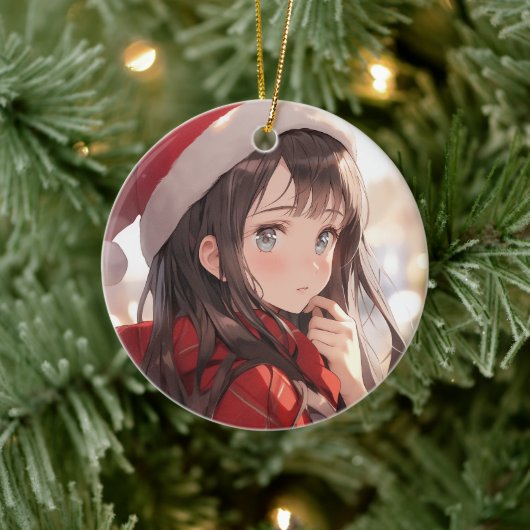 Christmas Anime Girl Keramik Ornament (Baum)