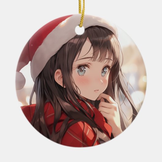 Christmas Anime Girl Keramik Ornament (Vorne)