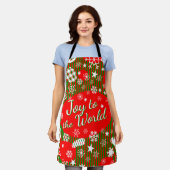 Christmas Apron – Joy to the World Red & Green Schürze (Getragen)
