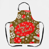 Christmas Apron – Joy to the World Red & Green Schürze (Vorderseite)