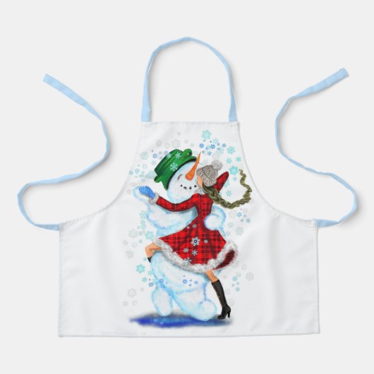 Christmas Apron Snowman and Girl Dance - Fun Schürze (Vorderseite)