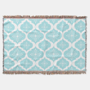 Christmas Aqua Blue Snowflakes Lattice Muster Decke