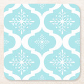 Christmas Aqua Blue Snowflakes Lattice Muster Rechteckiger Pappuntersetzer (Vorderseite)