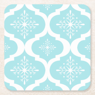 Christmas Aqua Blue Snowflakes Lattice Muster Rechteckiger Pappuntersetzer