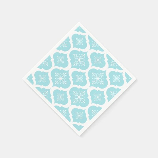 Christmas Aqua Blue Snowflakes Lattice Muster Serviette (Ecke)