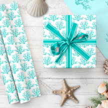 Christmas Aqua Blue White Beach Coral Muster