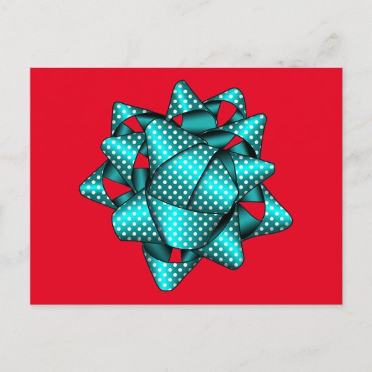 Christmas Aqua Dotted Geschenk Bow Postkarte (Vorderseite)