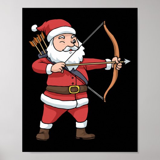 Christmas Archery Arrow Bow Jagd Weihnachtsmann Poster (Vorne)