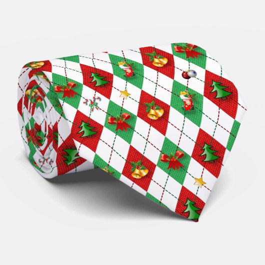 Christmas Argyle Diamond Pattern Krawatte (Gerollt)