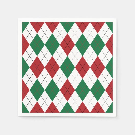 Christmas Argyle Pattern Napkins Serviette (Vorderseite)