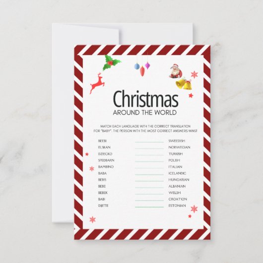 Christmas Around the World Guessing Game card Einladung (Vorderseite)