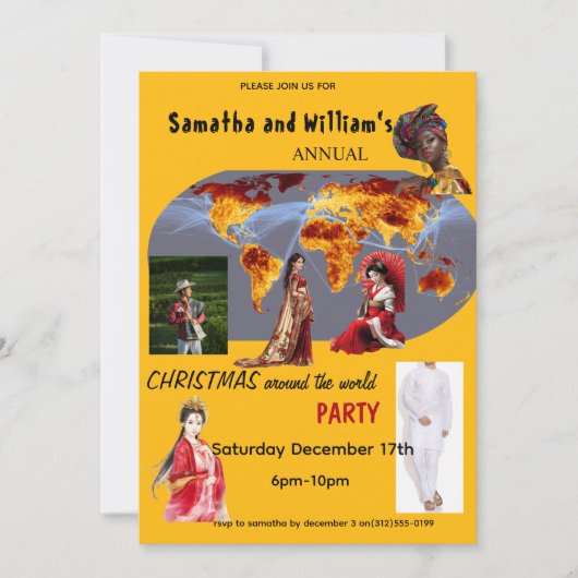Christmas Around The World Party Invitation Einladung (Vorderseite)