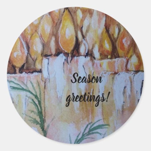 CHRISTMAS ART CANDLES with HOLY Runder Aufkleber (Vorderseite)