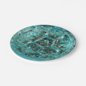 Christmas Art Glass Aqua Aquamarin Blue Ball Pappteller (Schrägansicht)