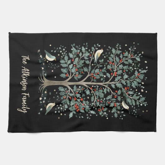 Christmas Arts and Crafts Bird Tree Geschirrtuch (Horizontal)