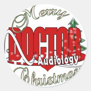 CHRISTMAS ARZT FÜR AUDIOLOGIE RUNDER AUFKLEBER