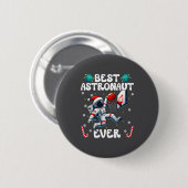 Christmas Astronaut Ever Santa Hat Snowflakes Cand Button (Vorne & Hinten)