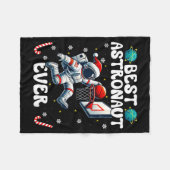 Christmas Astronaut Ever Santa Hat Snowflakes Cand Fleecedecke (Vorderseite (Horizontal))