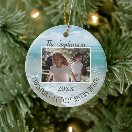 Christmas at the Beach Ornament Family Photo (Baum)