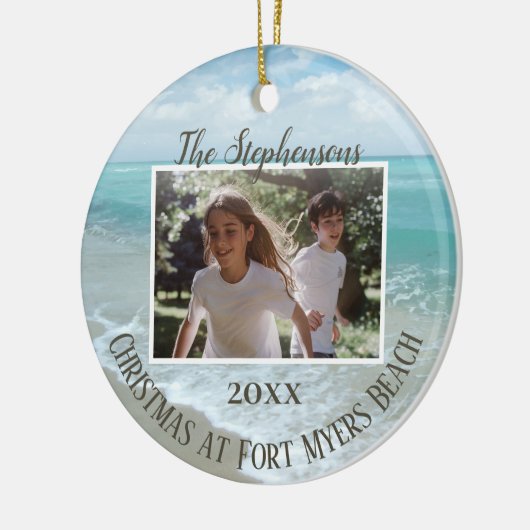 Christmas at the Beach Ornament Family Photo (Links)