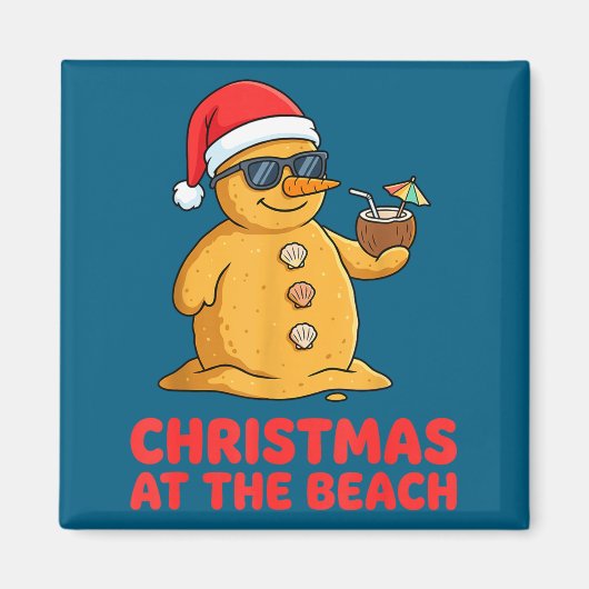 Christmas At The Beach Shirt Funny Sandman Trocal Magnet (Vorne)