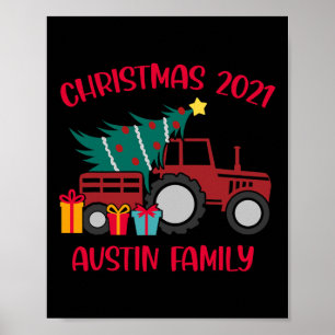 Christmas Austin Familie Matching Name Traktor Far Poster