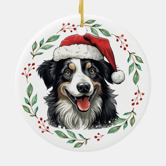 Christmas Australian Shepherd Dog Personalisiert Keramik Ornament (Hinten)