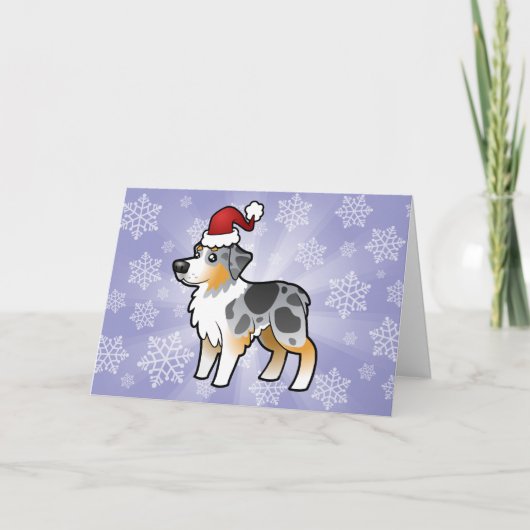 Christmas Australian Shepherd Feiertagskarte (Vorderseite)
