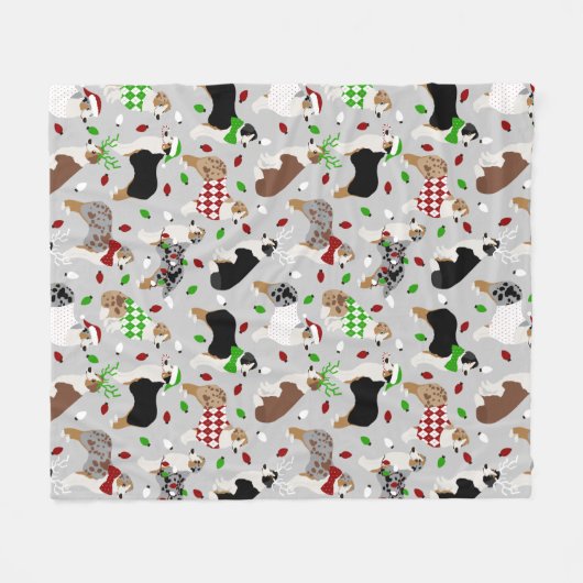 Christmas Australian Shepherd Fleece Blanket (Vorderseite (Horizontal))