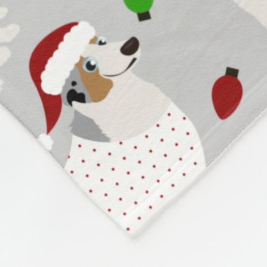 Christmas Australian Shepherd Fleece Blanket (Ecke)