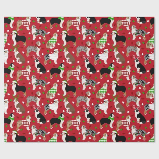 Christmas Australian Shepherd Geschenkpapier (Flach)
