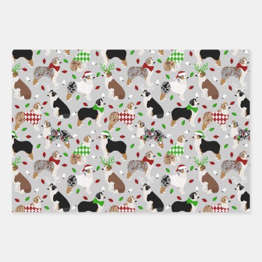 Christmas Australian Shepherd Geschenkpapier Set (Vorderseite 3)